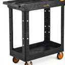 ELAFROS 2-Shelf Heavy Duty Utility Cart – 34.4" L x 16.7" W x 38.5" H Rolling Work Cart with Deep Shelves, 550 lbs Capacity, Industrial Plastic Service Cart for Garage, Warehouse, Shop