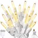 PREXTEX 100-Count Warm White Christmas Lights - 20 ft Clear StringLights on White Wire - Incandescent Xmas TreeLights for Indoor and Outdoor Decorations