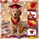 Huhumy 2 Pcs Dog Graduation Cap and Bandana Costumes with Tassels 2026 Dog Cat Graduation Hat Scarf Gown Adjustable Washable Grad Outfits Gifts for Medium Small Pet Supply(Claret)