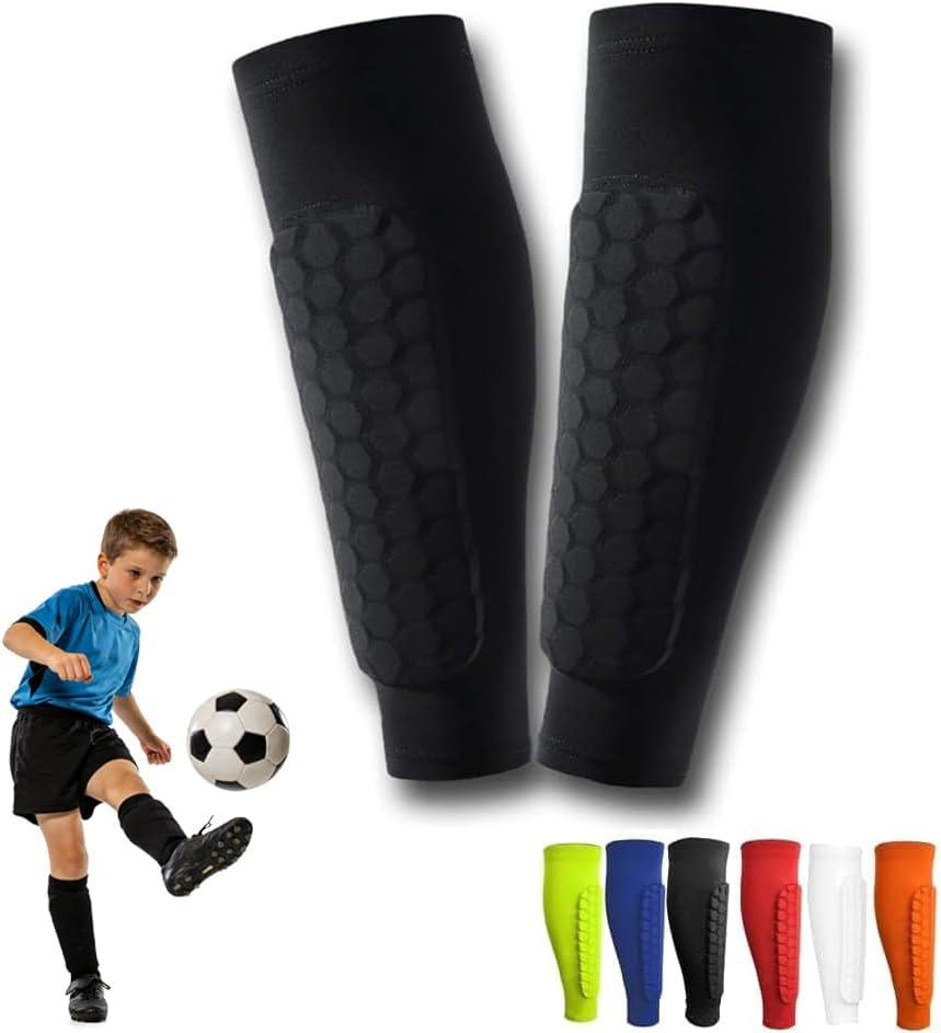 Soccer Shin Guards Shin Pads for Kids Youth Adult, Shin Guards Calf Compression Sleeve with Honeycomb Pads, Lightweight Calf Protective Gear for Football Soccer (Small, Black)