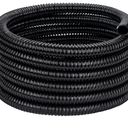 Pond Tubing ID 1” × 50ft Black Corrugated Flexible Reinforced Waterfall Pond Tube Sump Pump Hose, Non-toxic & Kinkproof (50 ft, 1" ID