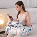 BATTOP Nursing Pillow for Breastfeeding, Feeding Pillow with Adjustable Waist Strap, Removable Slipcover, Breastfeeding Pillows for More Support for Mom, Plus Size, Extra Pillow on Top