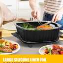 Upgraded Air Fryer Silicone Liners for Ninja Crispi FN101GY/FN101SG/FN101ST,Non-Stick Reusable Ninja Glass Air Fryer Accessories,Big Liner for 4 QT Container & Small Liner for 6 Cup Container, Black