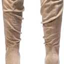 Luoika Women's Extra Wide Calf Knee High Boots, Wide Width Winter Tall Boots. (Beige)
