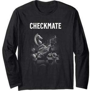 Chess Tee for Boys with Chess Pieces and Checkmate Long Sleeve T-Shirt, Smal