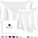 Ravmix Silk Pillow Cases 2 Pack with Zipper, 21momme Mulberry Silk Pillowcase for Hair Skin, Soft Smooth Breathable Cool Pillow Cover for Beauty Sleep with Gift Box(Queen 20"x30", Ivory White)