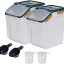 Large Flour Storage Container Bin 25lb, 2Pack Airtight Rice Storage Containers with Wheels Seal Locking Lid, BPA Free with Measuring Cup&Scoop for Flour, Rice, Grain(Blue)