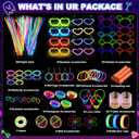 470psc Glow in the Dark Party Supplies for Adults Birthdays,Light Up Party Favors with 200 Glow Sticks Bulk,DIY Glow Necklaces Glasses Bracelets Headband, Christmas Neon Party Supplies
