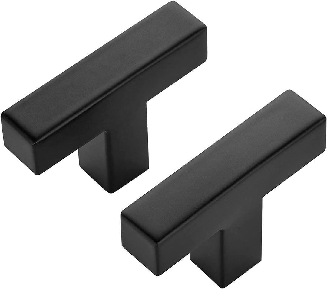 Ravinte 10 Pack Black Square Bar Cabinet Knobs 2 Inch Square Cabinet Pulls Matte Black Single Hole Kitchen Cabinet Handles