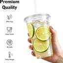100-Pack 16 oz Cups with Lids and Straws, Disposable Plastic Cups with Lids - BPA-free, Perfect for Iced Coffee, Frappes, Milkshakes & Juice, Ideal for Home, Office & Parties 