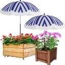 Abbylike 2 Pack Plant Umbrellas for Outdoor Plants, 26" Larger Tassel Garden Umbrella Sun Shade, Upgraded 43.3" Higher Adjustable Angle Sun Shade Cover Umbrellas for Garden Potted Flower