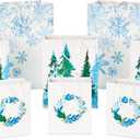 Hallmark Christmas Gift Bags - White with Wreaths, Snowflakes and Trees (8 Recyclable Bags: 3 Small 6", 3 Medium 9", 2 Large 13") for Holiday Parties, Hanukkah, Winter Weddings