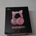 SOMIC GS510 Cat Ear Headset Wireless Gaming Headset for PS5/ PS4/ PC, Pink Headset 2.4G with Retractable Mic, 7.1 Stereo Sound, 8Hrs Playtime, RGB Lighting for Girls (Xbox Only Work in Wired Mode)