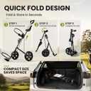 2-Wheel Golf Pull Cart – Lightweight Foldable Golf Push Cart with Durable Steel Frame, Adjustable Web Straps, Compact Design for Walking Golfers
