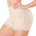 NINGMI Women Butt Lifter Padded Shapewear Enhancer Control Panties Body Shaper Underwear (Large, Beige)