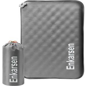 Inflatable Travel Seat Cushion  Self-Inflating Memory Foam Pad for Airplane, Stadium Bleachers, Camping, Hiking & Backpacking  Ultralight Compact & Portable Sitting Cushion (Grey)