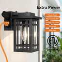 2-Pack Outdoor Porch Lights with Outlet,Dusk to Dawn Motion Modern Outdoor Wall Lights Exterior Lighting Fixtures Waterproof, Black Outside Light for House Patio Garage Hallway