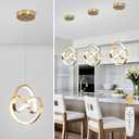 3000~6000K Modern Pendant Light Fixtures, LED Pendant Lights Kitchen Island Lighting Adjustable Height Gold Hanging Lights for Dining Room Kitchen Bedroom, 1Pack