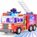 JOYIN LED Fire Truck Toy for Toddlers - LED Projections & Sirens, Bump and Go Fire Engine Trucks with Mode Switch & Volume Control, Boys&Girls Firetruck, Kids Birthday