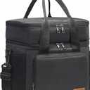Lunch Bag-Double Deck Insulated Lunch Box for Men Women, Soft Leakproof Thickened Cooler Bag for Work , Picnic, Outdoor, Camping, Travel (Black，15L)