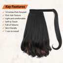 Flick Ponytail Extension for Black Women, 14 Inch Yaki Straight Wrap Around Velcro Ponytail, Synthetic Shoulder-Length Hairpiece for Daily Use(1BH30)