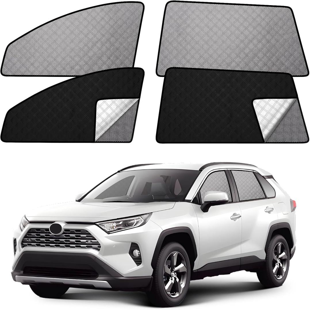 XCBYT Car Window Shades for 2019-2024 RAV4 | 2-in-1 Breathable Mesh & Blackout Side Window Covers | UV Protection & Privacy for Baby Naps, Camping & Car Rest (4 PCS)