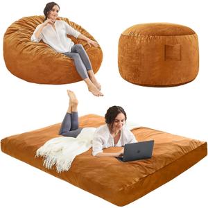 Bean Bag Chairs for Adults - Giant Bean Bag Convertible Floor Sofa, Full