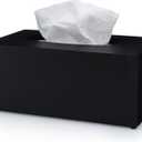 Essentra Home Rectangular Tissue Box Cover  Heavy Facial Tissue Box Cover with Modern Matte Black Finish  Matte Black Collection