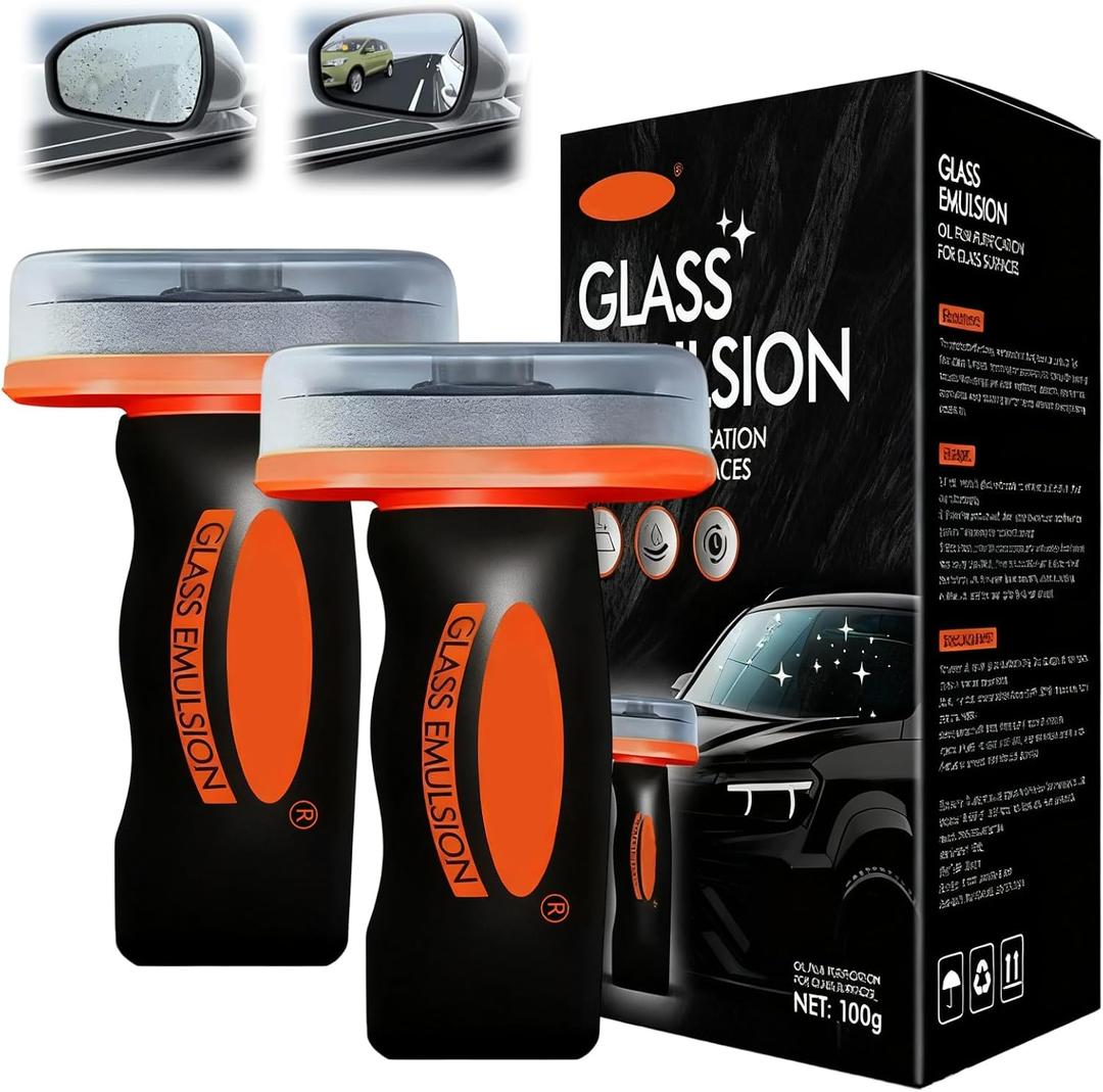 WLLEADG 2Pcs Glass Oil Film Remover for Car, Automotive Oil Film Cleaning Brush for Car Windows, Removes oil film & Smudges, Improve Windshield Clarity and Visibility for Safe Driving