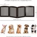PAWLAND Wooden Freestanding Foldable Pet Gate for Dogs, 24 inch 3 Panels Step Over Fence, Dog Gate for The House, Doorway, Stairs, Extra Wide (Espresso, 24" Height-3 Panels)
