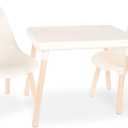 B. toys  Table and Chair Set  Furniture For Toddlers  1 Craft Table & 2 Chairs  Natural Wooden Legs  Ivory  3+ Years