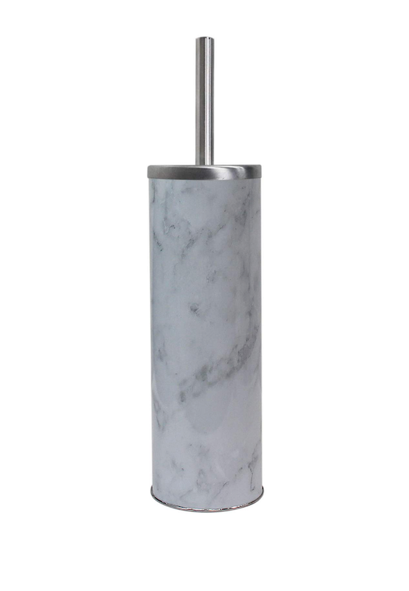 Blue Donuts Toilet Brush with Holder Faux White Marble, Compact Bathroom Toilet Bowl Cleaner Brush and Holder, Toilet Bowl Brush for Bathroom Toilet, Off White Marble