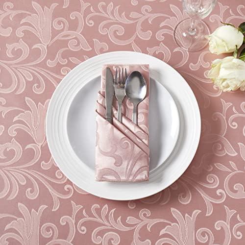 HommxJF 50 Pieces Scroll Damask Jacquard Satin Napkins Coral Gold Cloth Napkins 17 x 17 inch,Water Resistant Spillproof Dinner Napkins for Restaurant Weddings Party Dinner Decoration