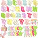 Chenille Letter Patches Self-Adhesive for Backpacks: Funcolor 84PCS Stick on Varsity Letter Patches - Cute Star Lightning Heart Rainbow Chenille Patch Stickers for Clothing Hats Bags