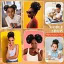 Afro Puff Drawstring Ponytail for Black Women, 4 Inch Natural Black, Curly Human Hair Ponytail, 12A Brazilian Remy Hair Bun for Kids