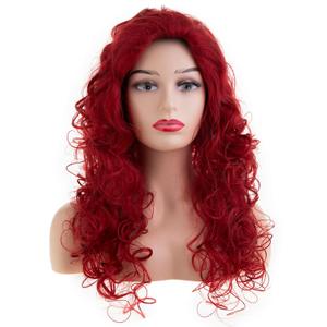 Long Curly Wavy Red Wigs for Women Synthetic Natural Fluffy Costume Cosplay Hair Wig,27inch