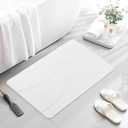 32"x20" Stone Bath Mat, Diatomaceous Earth Shower Mat, Non-Slip Super Absorbent Quick Drying Bathroom Floor Mat, Natural, Easy to Clean (Milky White)
