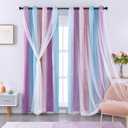 XiDi Curtains for Bedroom Decor, Kids Room Curtains for Girls Rainbow Colour, Pink Purple/34/102