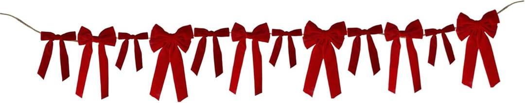 Velvet Bow Garland Banner -Coquette Bachelorette Party Decor, Bridal Shower Backdrop, Wedding & Birthday Party Supplies, Engagement Decorations (Red)