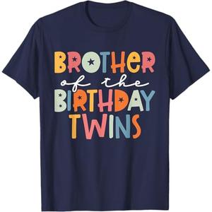 2 Pcs Brother Of The Birthday Twins Kids Big Brother Of Twins Bday T-Shirt size 2