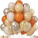 Paready Burnt Orange Balloons Set, 50Pcs Orange and Apricot Balloons, 12 Inch Metallic Confetti Gold Sand White Apricot Balloon for Baby Shower Thanksgiving Tropical Fall Party Supplies