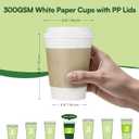 Disposable Coffee Cups with Lids 12 oz and Sleeves,100 Pack Paper Cups To Go Hot Cups with Lids & Kraft Sleeves, BPA Free Leak Proof Disposable Cups for Everyday Use Cafe Office Coffee Bar Essentials