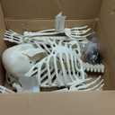 5.4FT Full Size Halloween Skeleton, Life Size Posable Skeleton with Glowing Eyes Scary Sound, Plastic Skeleton with Movable Joints for Halloween Decoration