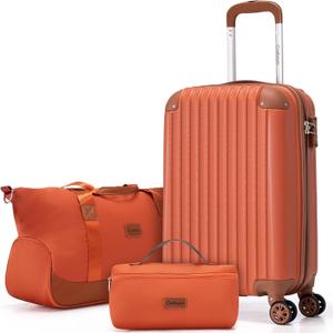 Cosbarn Carry On Luggage Sets 3 Piece, 20 Inch Luggage 22x14x9 Airline Approved with Wheels and TSA Lock, ABS Lightweight Hardshell Travel Suitcase Set with Duffel Bag Travel Bag for Men Women