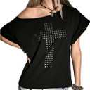 Milumia Women's Y2k Punk Off Shoulder Short Sleeve T Shirt Grunge Ripped Backless Going Out Tee Tops