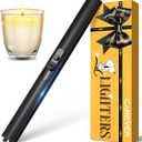 Candle Lighter Stocking Stuffers for Women Men, Electric Candle Lighter USB Rechargeable Graduation Gifts for Him Wife Grandma Girlfriend Safety Lock Long Lighters for Grill Home Kitchen BBQ Camping