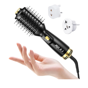 Dual Voltage(100~250V) Mini Hair Dryer Brush with European Plug Adapter for International Travel, Europe Travel Essentials for Women