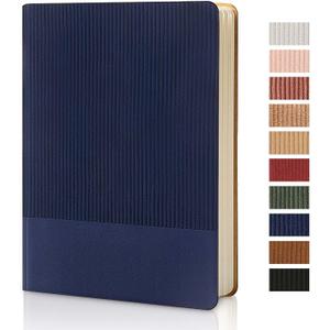 Lined Journal Notebook for Work College Ruled Note Book 5.79"x8.27" A5 PU Leather Daily Journaling 216 Pages for Women Men Writing Home School Supplies Business (Dark Blue)