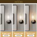TETOTE Black Wall Sconce Modern Bathroom Wall Light Fixtures Farmhouse Wall Lights with Frosted Glass Shade for Mirror Bedroom Living Room, 1 Pack