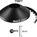 AGTEK 118FT Plastic Landscape Edging Kit 2inch Height No-Dig Garden Edging Border Lawn Edging Roll for Flower Bed Lawn Yard, Black, with 72 Anchoring Spikes